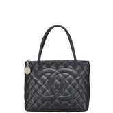 シャネル ココマーク 復刻 トートバッグ ハンドバッグ ブラック キャビアスキン レディース CHANEL 【中古】